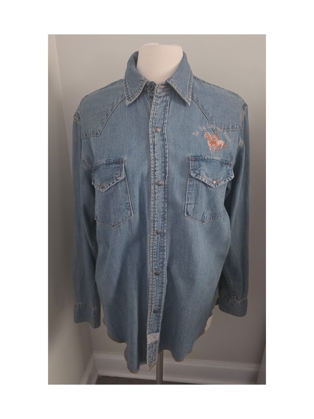 Levi’s Signature Cimarron Ranch Denim Shirt M — Embroidered Western Button‑Up